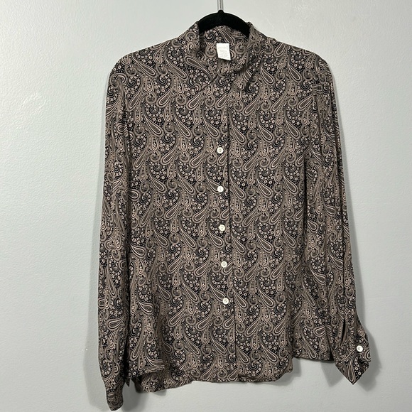 Vintage Land’s End Silk Shirt 80s 90s style size 8 - Picture 1 of 16